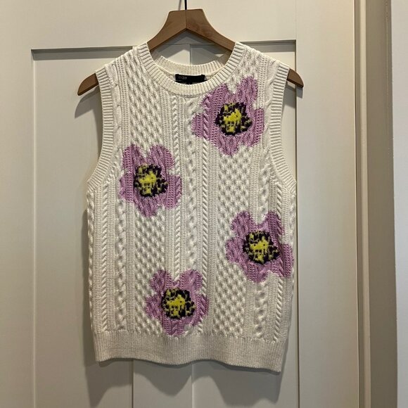 Maje Floral Sleeveless Jumper Sweater Vest Size US Small FR 1 NWT - Picture 3 of 4